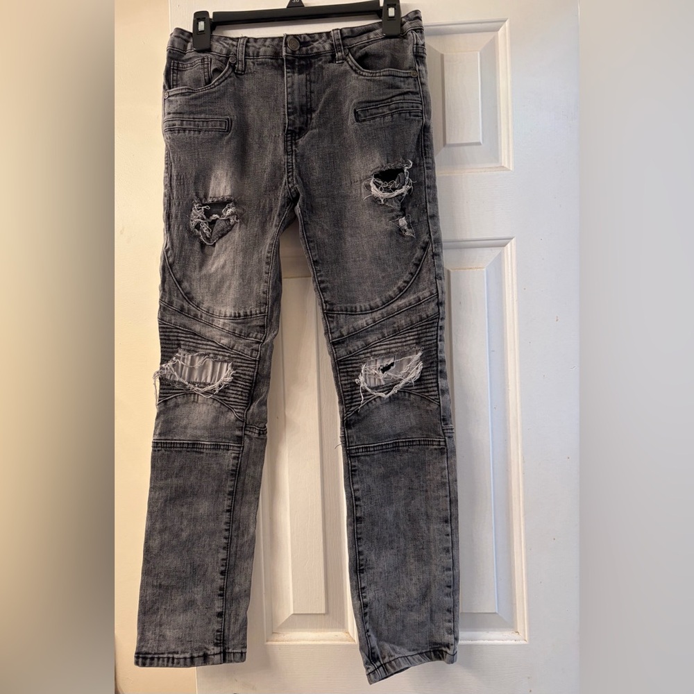 Distressed Gray Jeans